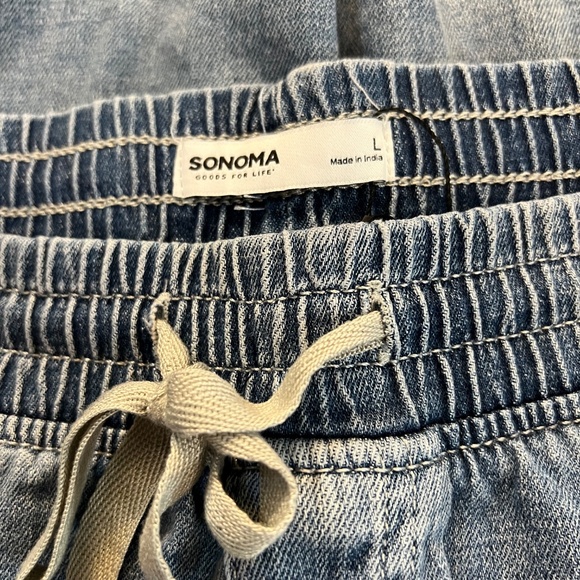 💙 EUC SONOMA Elastic Waist Cargo Blue Jeans | Sz L - Picture 5 of 7